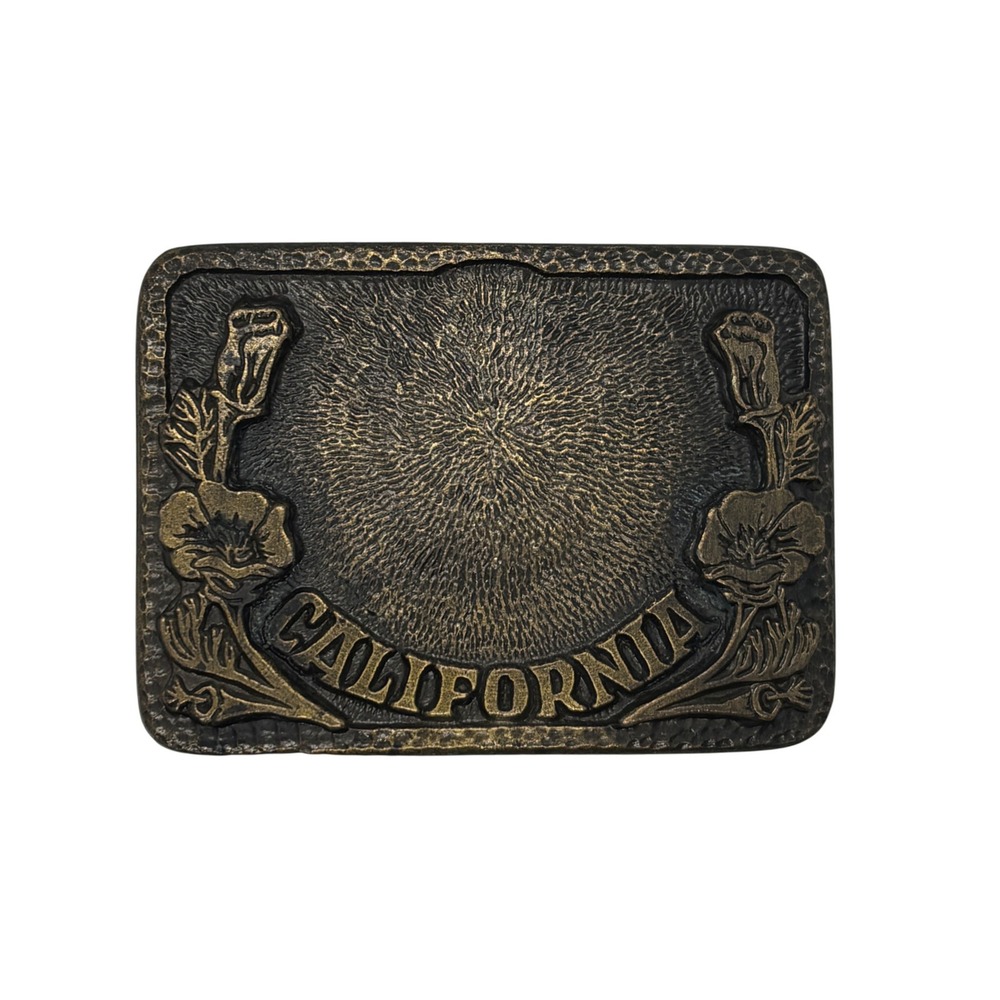 MAFCO California Poppy Belt Buckle Brass Heritage‎ Western Rodeo Trucker Vintage